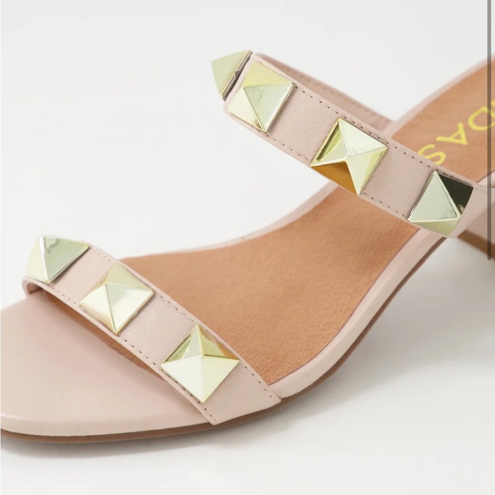 Cape Robbin Blush Pyramid Stud Two‑Strap Sandals
